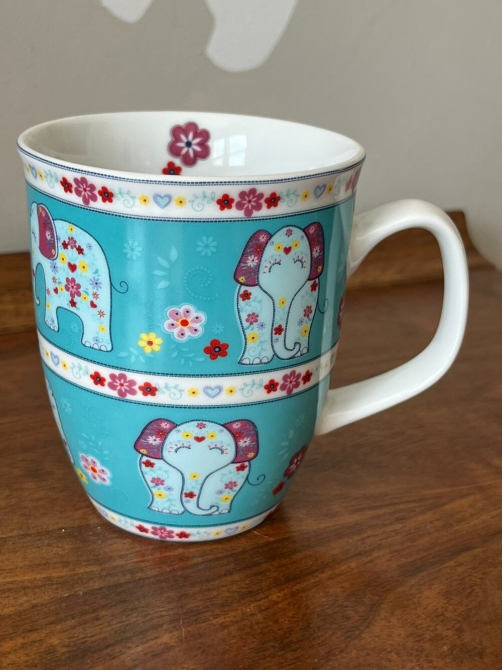 Creative Tops Elephants Mug Blue Pink Flowers Floral Coffee Cup 16 Oz Animals